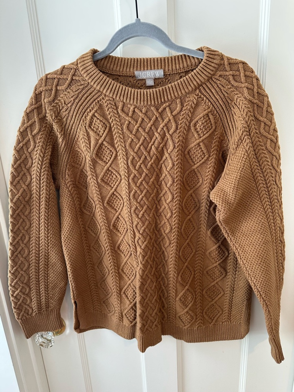 J. Crew Camel Cable Knit Crewneck Sweater
